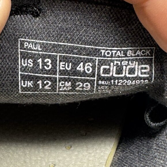Hey Dude Paul Craft Leather Black Casual Comfort Men Shoes US Size 13 - Picture 8 of 9